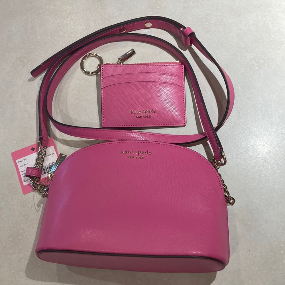 Kate Spade Pink Crossbody Bag and Card Holder with Sleek Design NWT